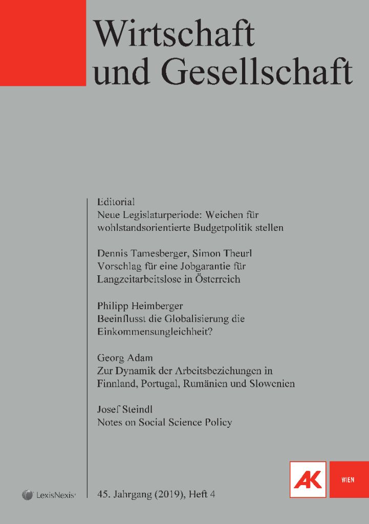 Cover von Wirtschaft und Gesellschaft 2019, Heft 4