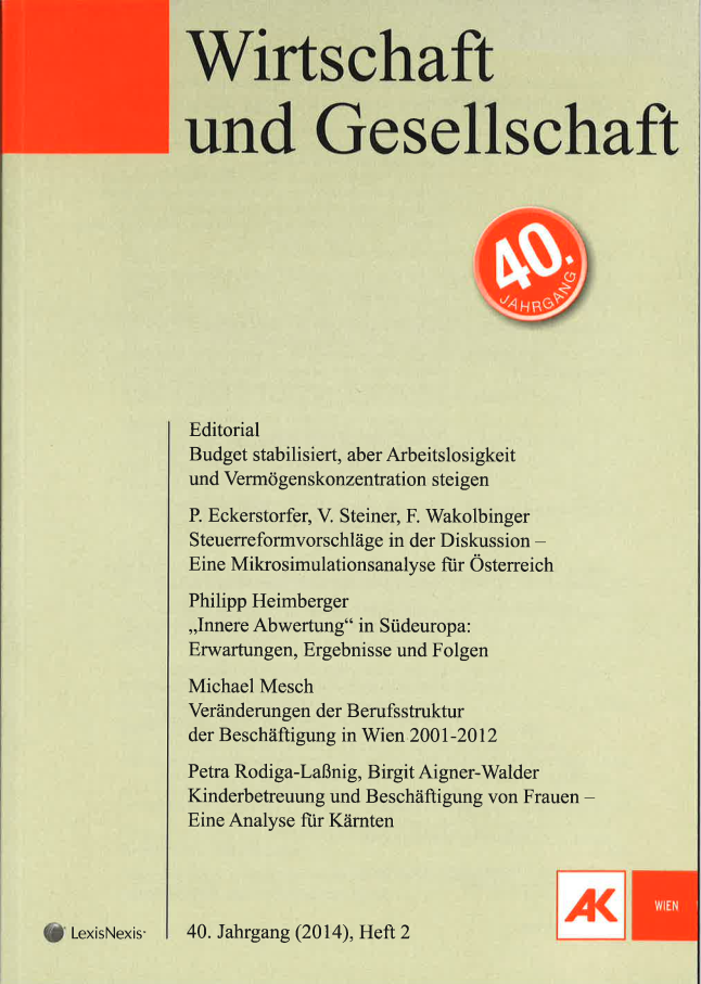 Cover von Wirtschaft und Gesellschaft 2014, Heft 2