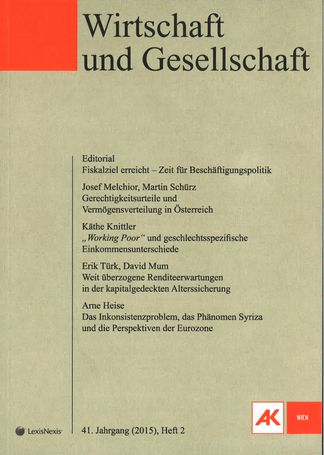 Cover von Wirtschaft und Gesellschaft 2015, Heft 2