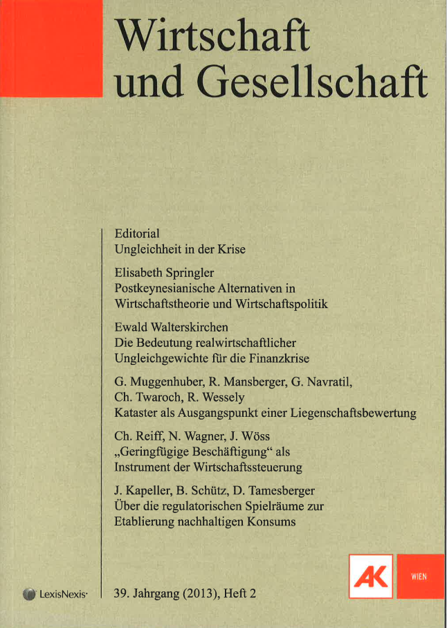 Cover von Wirtschaft und Gesellschaft 2013, Heft 2