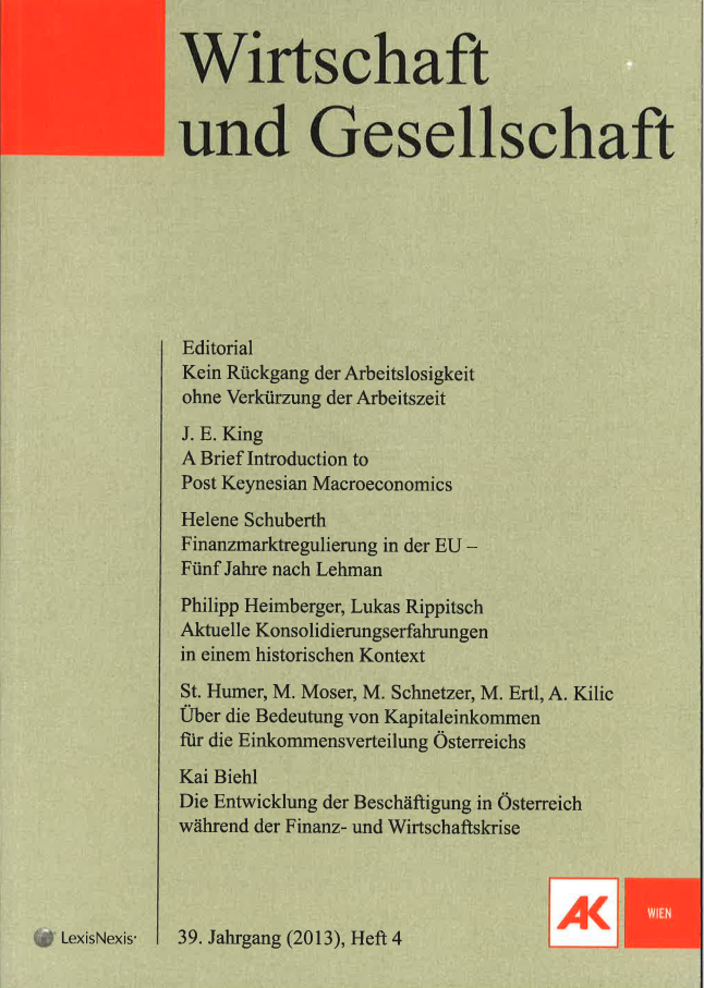 Cover von Wirtschaft und Gesellschaft 2013, Heft 4