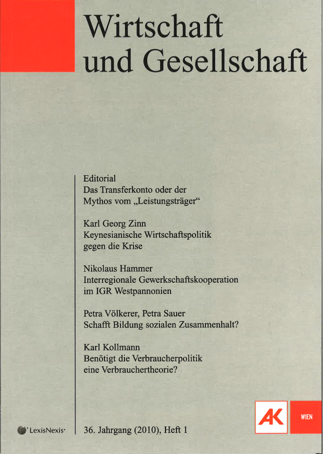 Cover von Wirtschaft und Gesellschaft 2010, Heft 1